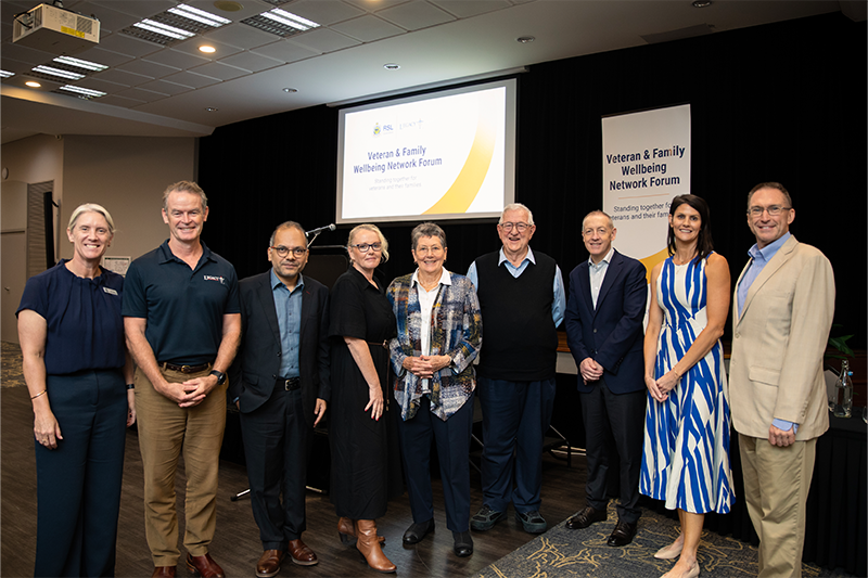 Emma Campbell, Senior Manager, Partnerships – RSL Queensland; Brendan Cox, CEO – Legacy Brisbane; Dr Sanket Raut MBBS PhD, GMR Research Lead – Gallipoli Medical Research; Peta McKinnon, Acting Deputy Commissioner QLD – DVA; Margaret Jenyns, Director – The Institute of Veterans' Advocacy (IVA); John Lowis, Acting President – Defence Force Welfare Association (QLD); Nick Booth MVO, Special Advisor – National ESO Peak Body Project; Katie Maloney, General Manager, Strategic Partnerships & Research – RSL Queensland; and Jeff McLean – Buddy Up Australia and Australian Commando Association.