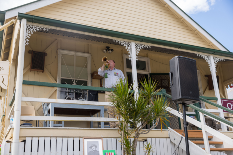 Last post being played from the veranda of the Laidley Pioneer Village and Museum