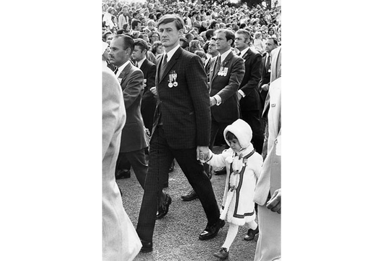 Vietnam veterans introduced another ANZAC tradition in the 1970s: the inclusion of family in the ANZAC Day parade. Photo by Jim Green, courtesy of the ACT Heritage Library, Canberra Times Collection, 1975