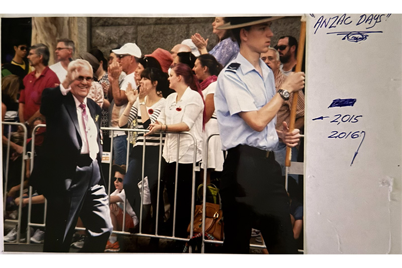 Lloyd Statham walking in the ANZAC Day Parade 2015