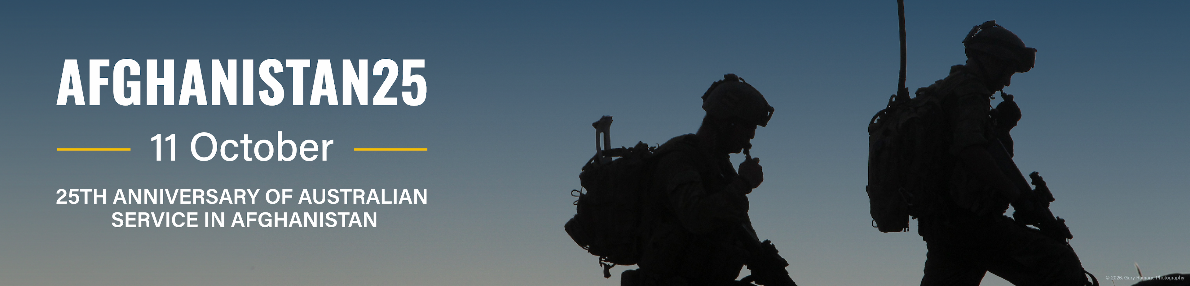 AFGHANISTAN25. 11 October. 25th anniversary of Australian service in Afghanistan. Image: Silhouette of soldiers walking at dusk. 